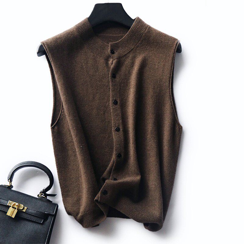 羊毛背心针织女外穿春秋新款洋气百搭叠穿时尚短款无袖马甲开衫潮