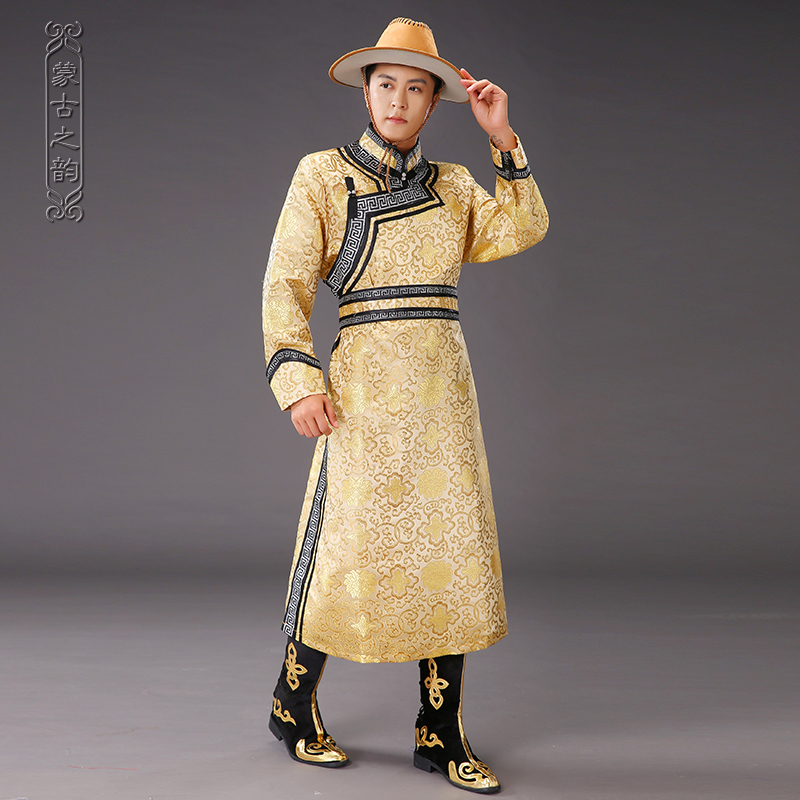 新款蒙古服装男士蒙古袍少数民族舞蹈表演出服蒙古族成人传统长袍