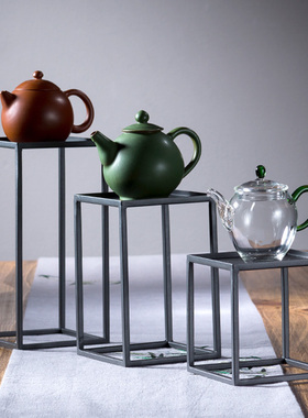 新中式铁艺茶棚 收纳架 茶道具配件 茶托盘铁制仿古置物杯架多肉