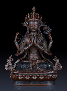 纯铜四壁观音摆件四壁观音佛像工艺品纯铜观音佛像家居观音装饰品