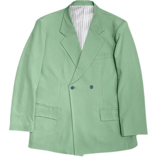 茶系上衣绿色茶歇风外套忧郁的冷淡系西装高级感奶系穿搭早春套装