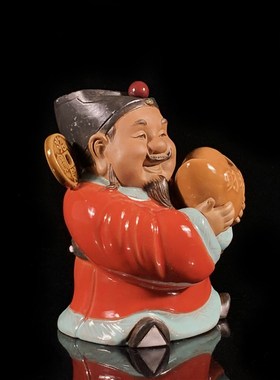 石湾公仔陶瓷财神摆件家居装饰客厅玄关中式摆设乔迁新居开业礼物