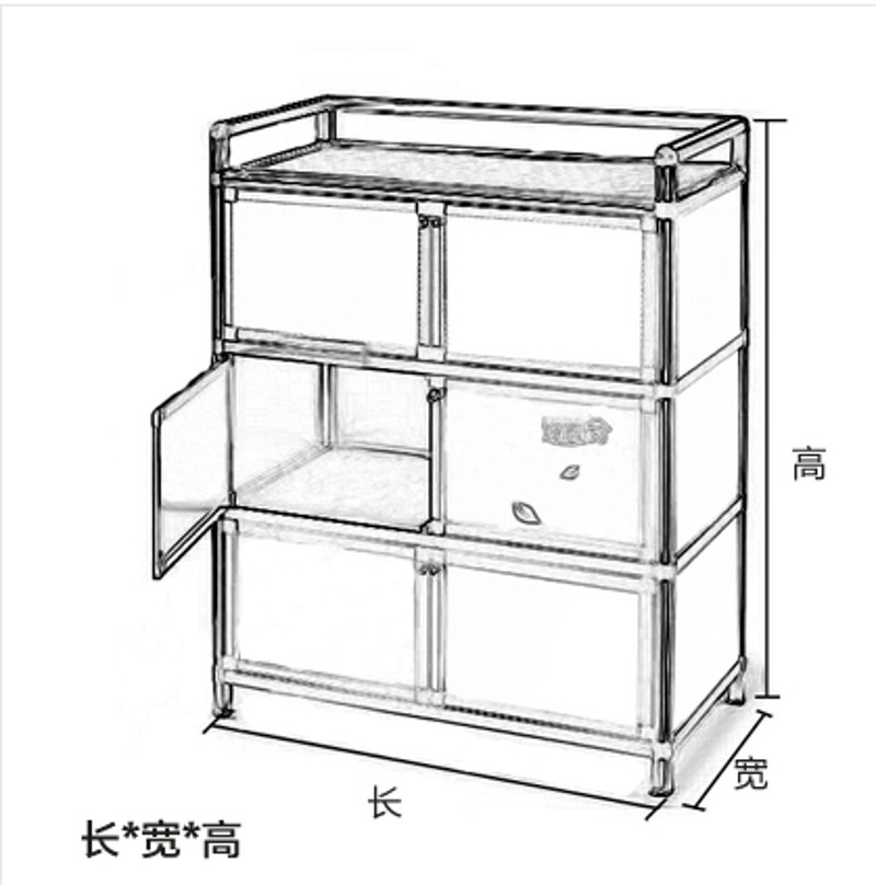 加厚加硬钢化玻璃碗柜橱柜储物柜铝合金厨房餐边柜子茶水柜阳台柜