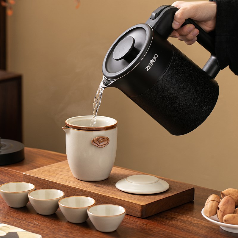 便携式旅行茶具套装汝窑烧水壶出差酒店泡茶壶茶杯宿舍露营快客杯