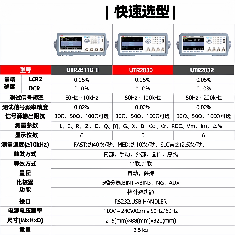 UTR2830台式LCR数字电桥高精度元件电感电阻电容电桥