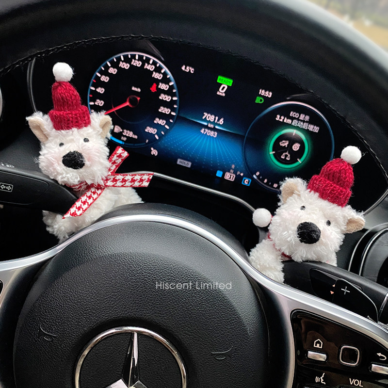 优选可爱西高地潦草小狗狗汽车怀挡装饰车载雨刮器转向灯车内公仔