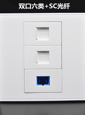 优选86型双网络光纤面板2个CAT6六类千兆网线口电脑插SC光纤宽带