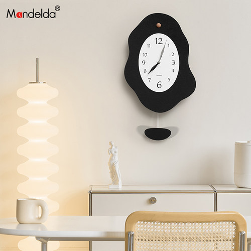 优选Mandelda免打孔钟表挂钟客厅诧寂简约风创意摆钟家用艺术时钟