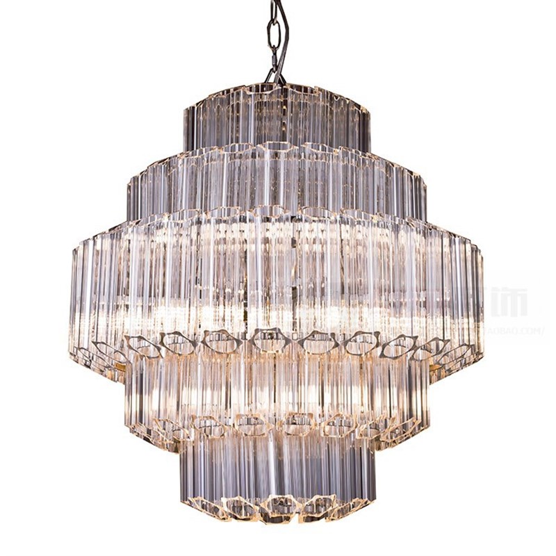 六角梅花玻璃棒吊灯现代简约复古奢华RH美式设计师软装别墅灯具