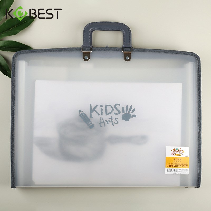 KOBEST康百A3手提拉链风琴包多层文件夹可爱办公用文件袋8k收纳盒