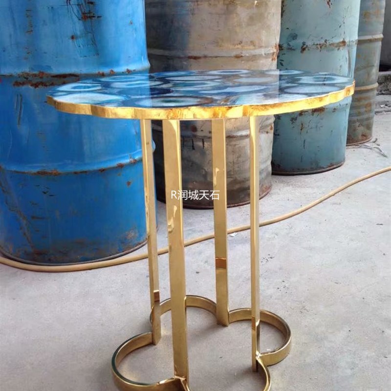 沙发边几意式轻奢天然玛瑙现代角几阳台小圆桌客厅床头柜小茶几