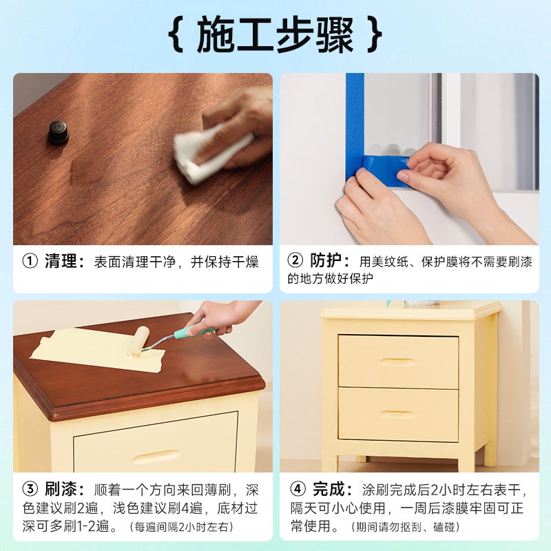 三青捷易美改色漆旧家具翻新衣柜木门实木自刷油漆环保水性木器漆