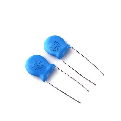 高压瓷片电容1KV223K 脚距6.5mm 223K1K蓝色瓷介电容22000pf