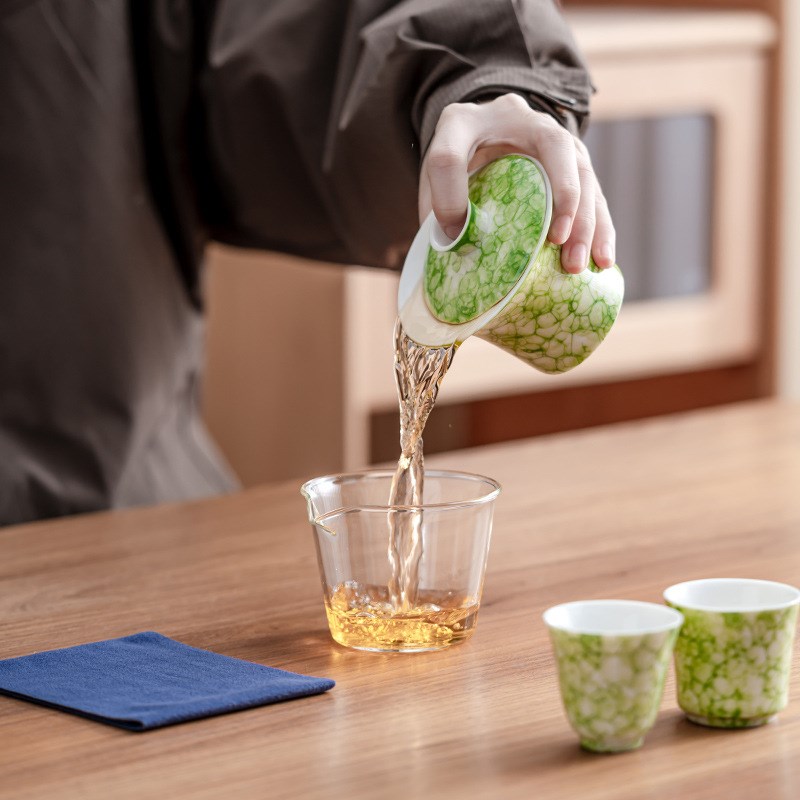 窑变泡泡釉旅行茶具套装户外功夫泡茶创意快客三杯玻璃便携式礼品