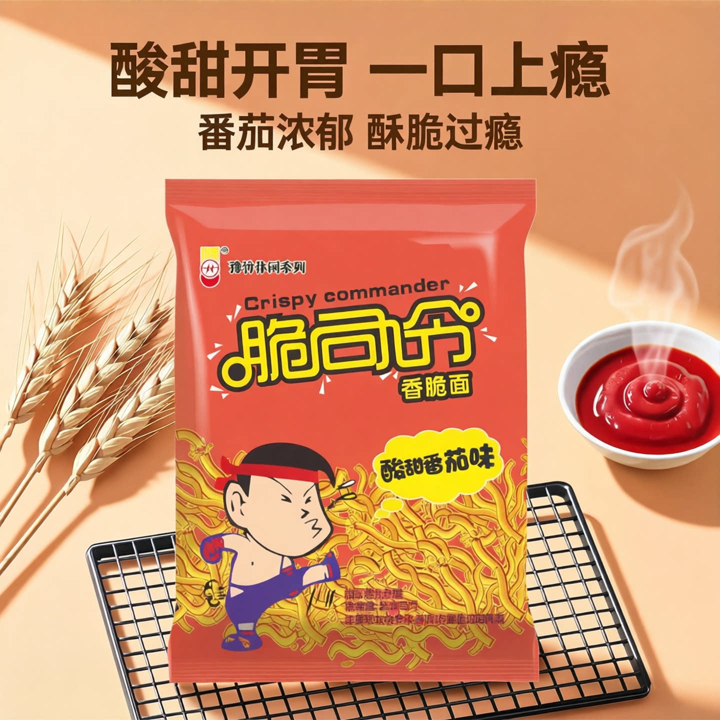 脆司令干脆面番茄味53g干吃面豫竹方便面整箱袋装办公室休闲零食