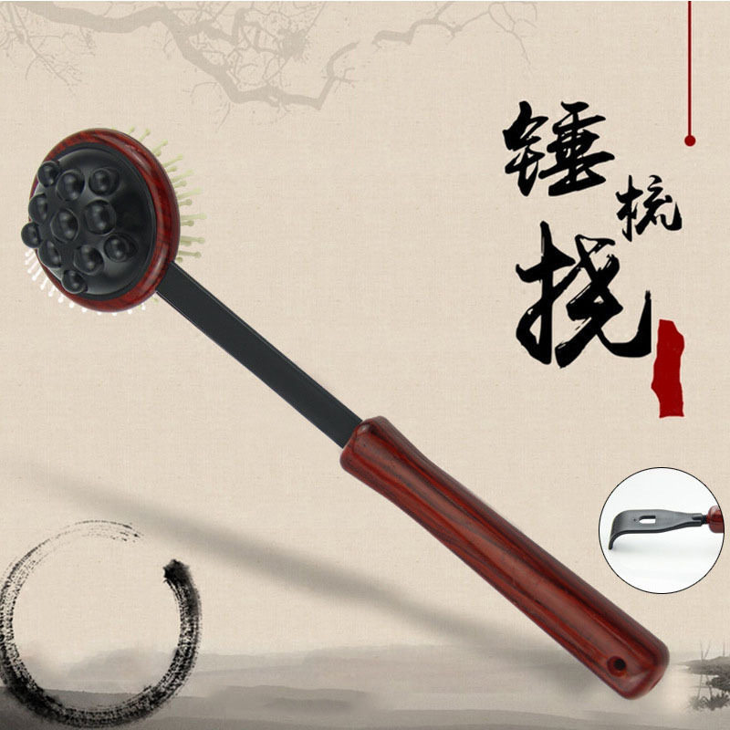 肩颈按摩捶经络锤经络捶背器 仿红木纹手柄背部抓痒敲背锤