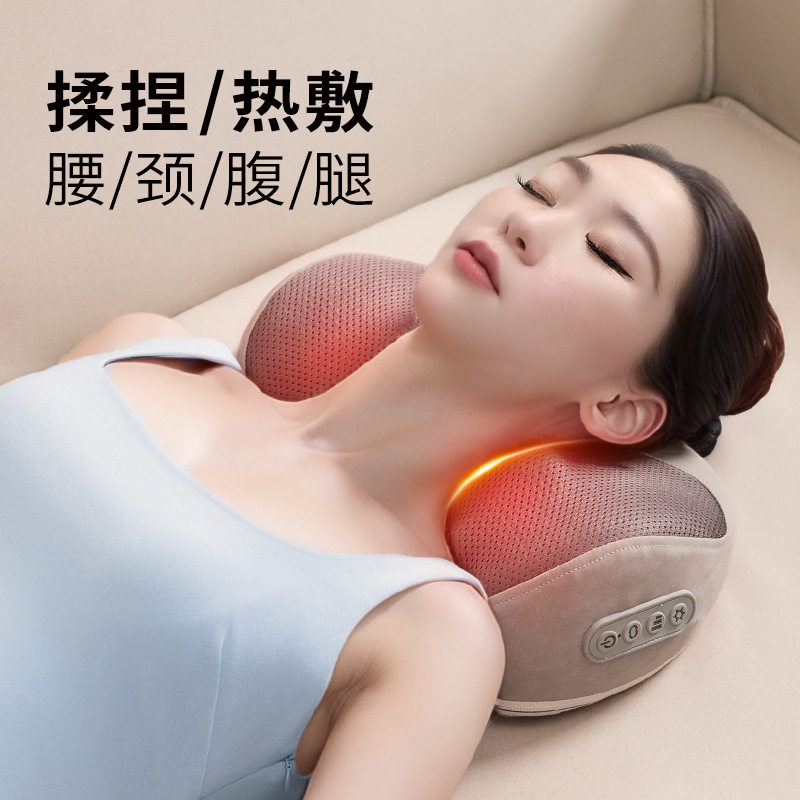 腰部背部按摩器腰颈两用按摩枕腰靠家用按摩靠枕跨境颈部按摩仪