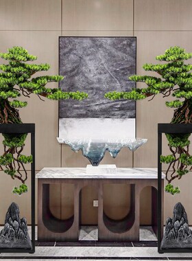创意大型仿真绿植盆景迎客松落地摆件酒店会所植物假树盆栽装饰品