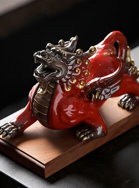 陶瓷招财貔貅摆件一对镇宅家居客厅玄关装饰品办公桌工艺品礼品