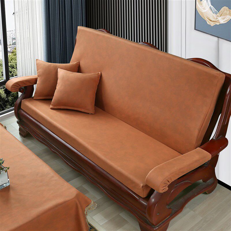 精选实木沙发坐垫带靠背老式红质头科技布春秋联邦椅连身加厚海绵