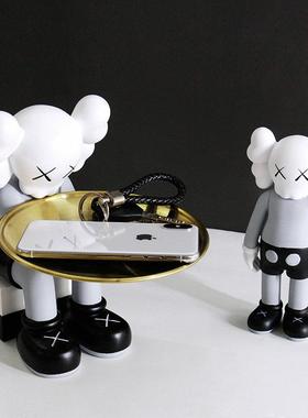 创意轻奢高档暴力熊玄关入户进门口放钥匙收纳托盘装饰品小号摆件