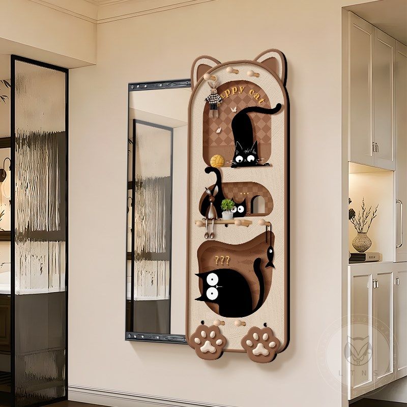 精选中古风玄关镜子装饰画洞洞板隐形推拉穿衣镜抽象复古全身镜壁,家居饰品,现代装饰画,淘宝优惠券,粉丝福利购,淘宝优惠卷