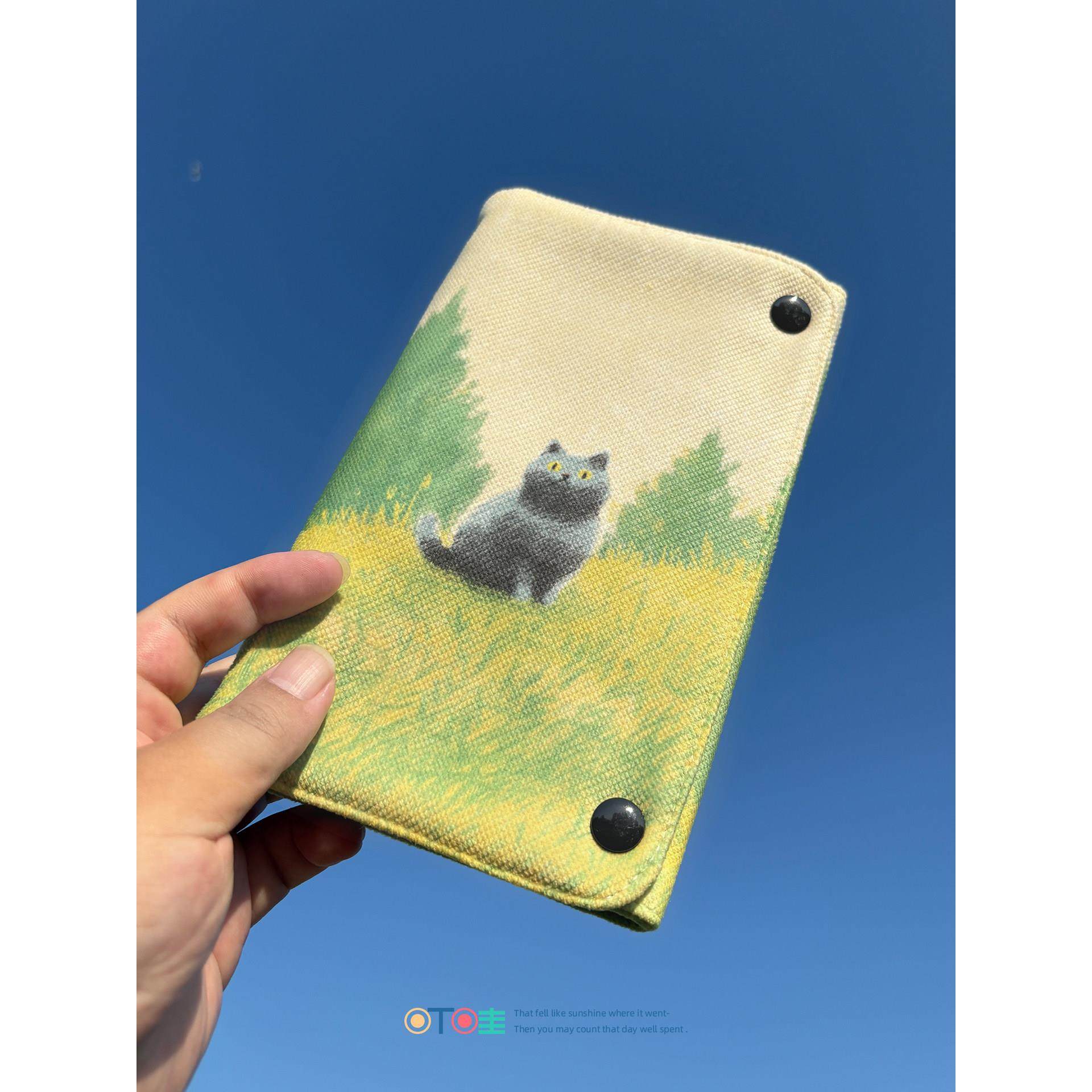 地上的猫织物手帐定制日式笔记本手绘可爱活页A5日记A6