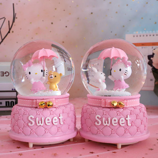 精选凯蒂猫水晶球音乐盒天空之城自动飘雪女生闺蜜儿童朋友礼物