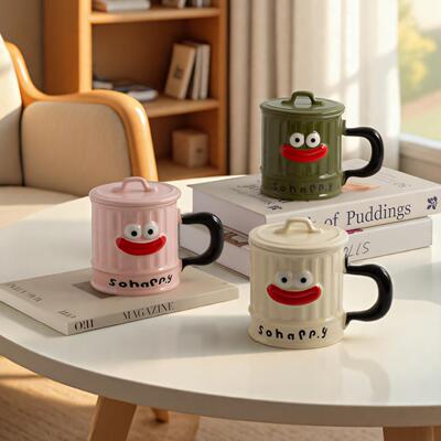搞怪马克杯带盖子男生家用喝水办公室陶瓷杯子情侣水杯生日礼物女