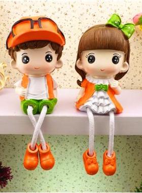 房间书柜置物架装饰品儿童房酒柜家装摆设创意吊脚娃娃家居小摆件