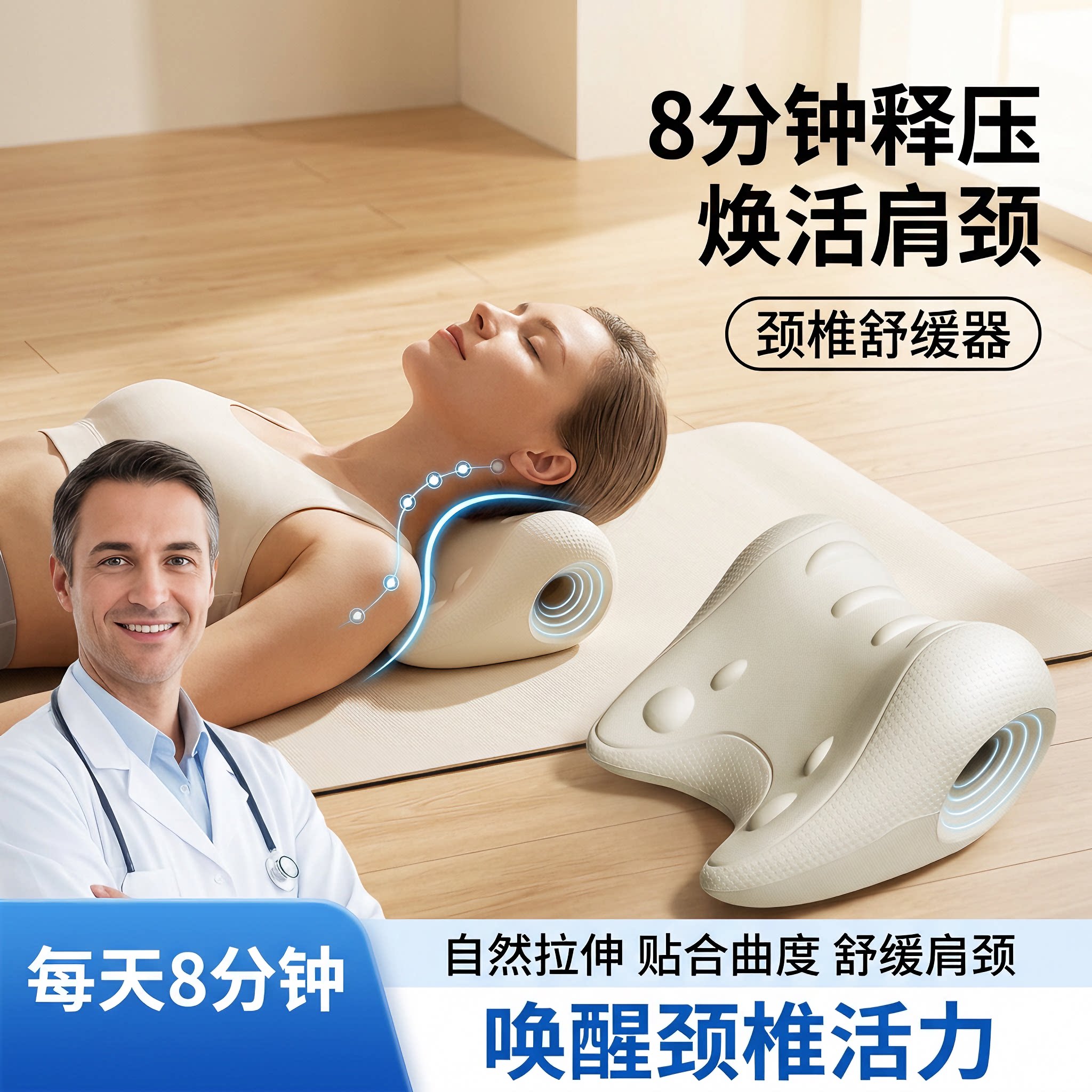 肩颈舒缓矫正按摩枕颈托脊椎放松