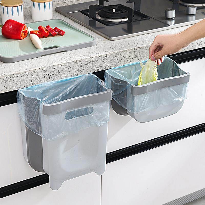 家用厨房柜门垃圾桶大号小号可折叠悬挂式厨余干湿分离分类收纳筒