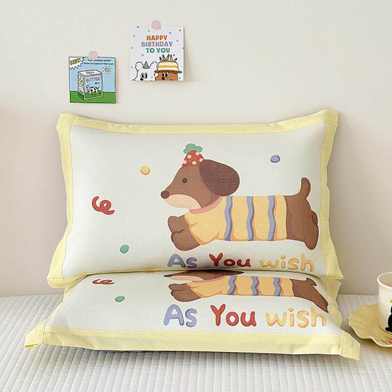 夏季卡通狗狗枕套儿童男孩幼儿园单人冰丝凉感枕头套30x50cm40x60