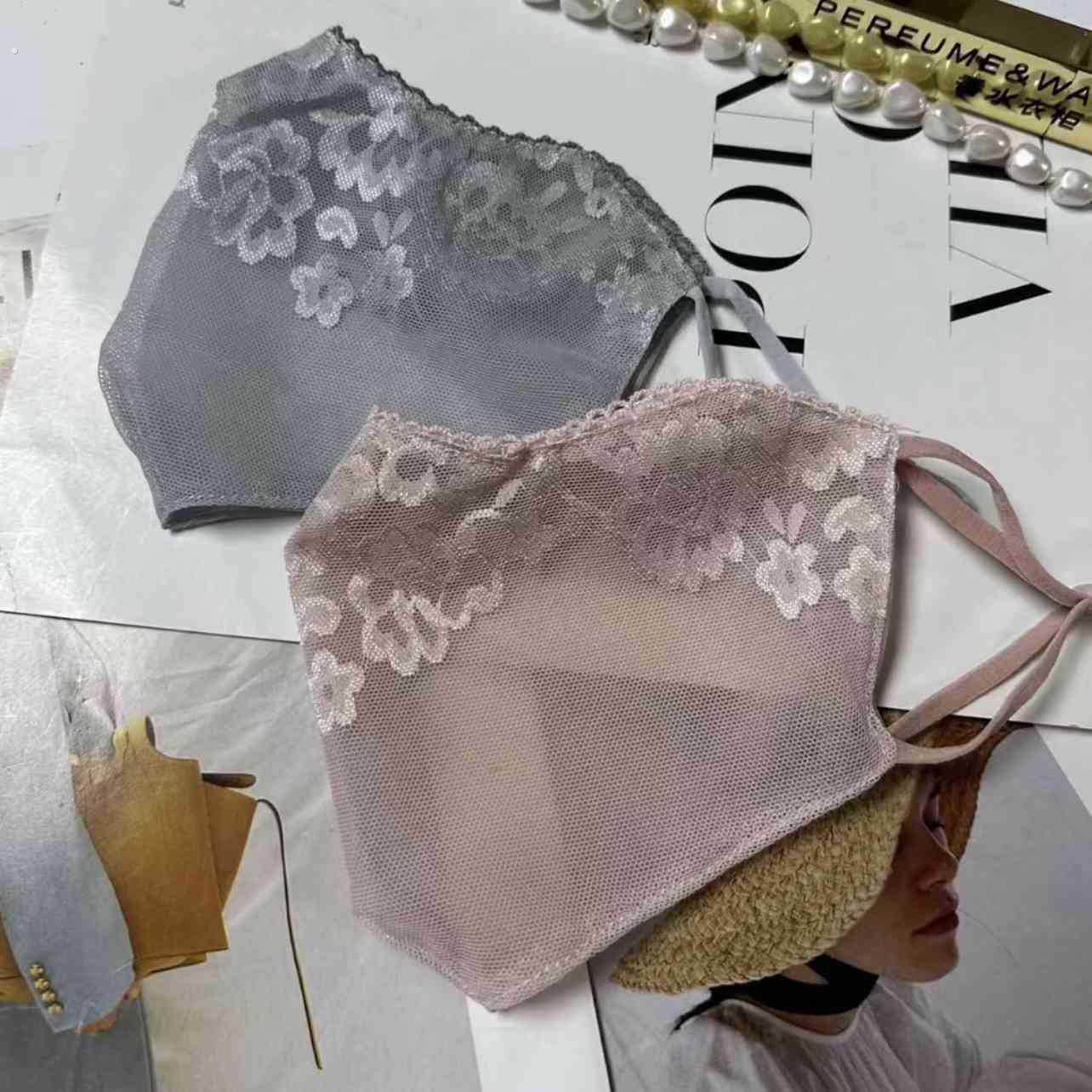 夏天雪纺防晒蕾丝面罩透气女轻薄立体花朵骑行户外面纱围脖出游