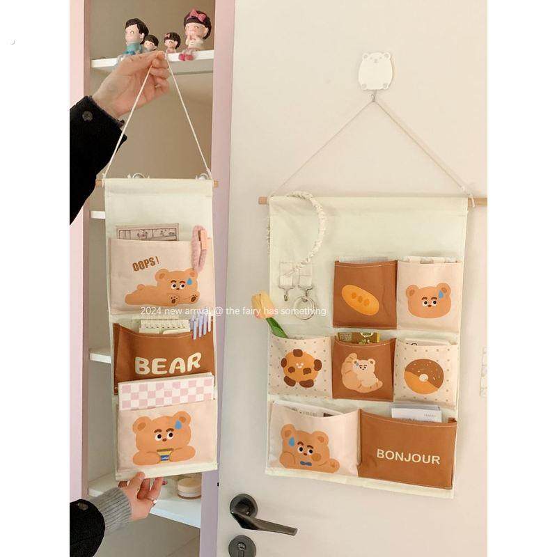 可爱的织物收纳挂袋挂墙门后学生宿舍的好东西床边手机挂口袋收纳