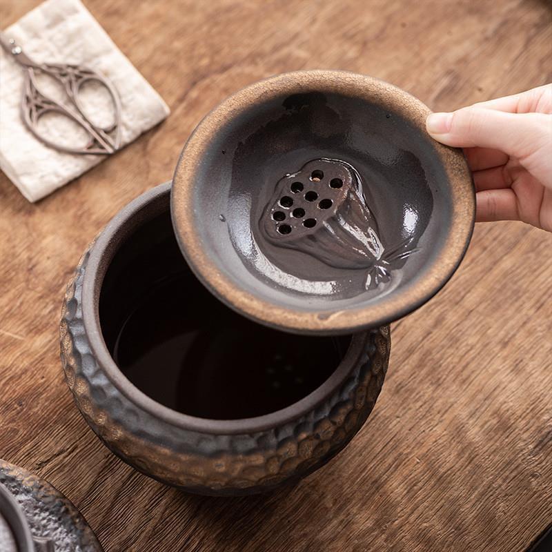 粗陶日式茶洗家用水盂建水功夫茶具茶道杯配件壶承废茶水桶茶渣缸