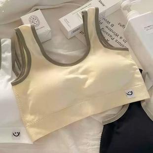 内衣女无钢圈防下垂一体式固定运动美背少女背心学生文胸2024秋冬