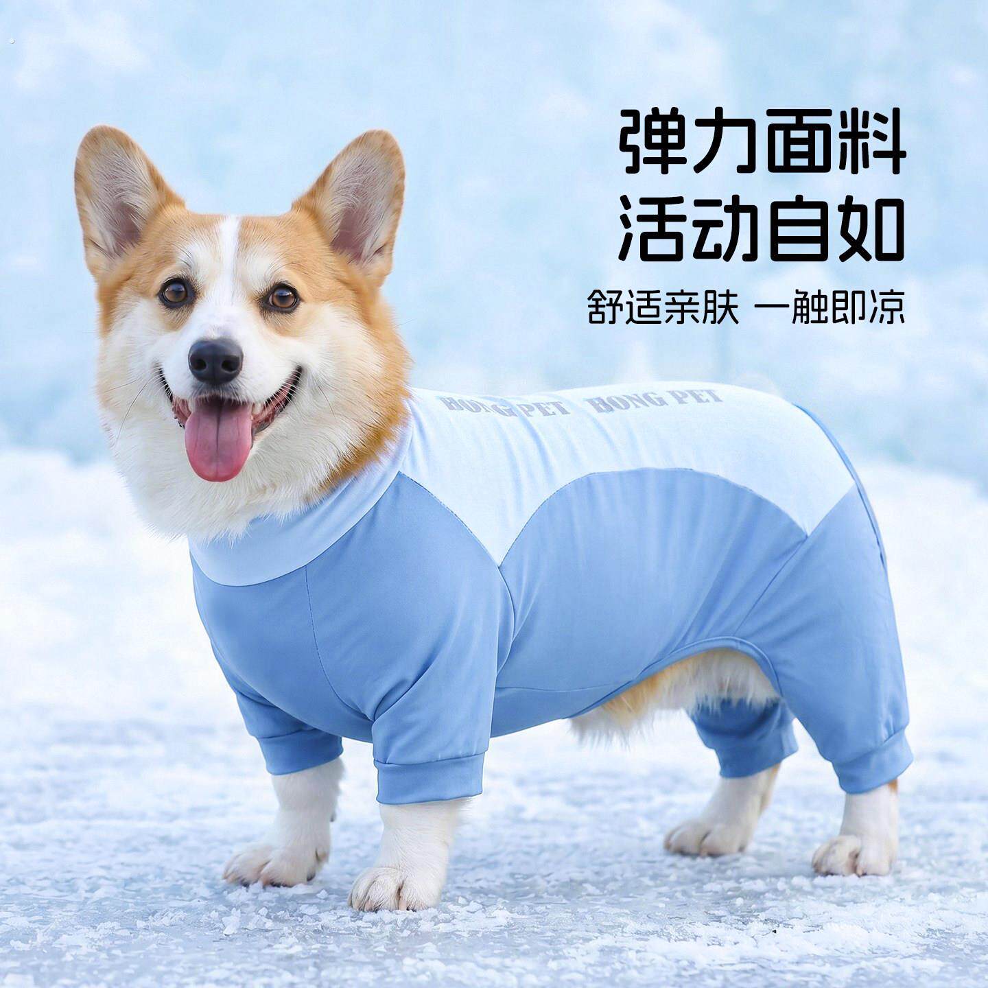 宠物狗狗夏季四脚凉凉衣户外防晒衣防掉毛降温衣服柯基柴犬中型犬