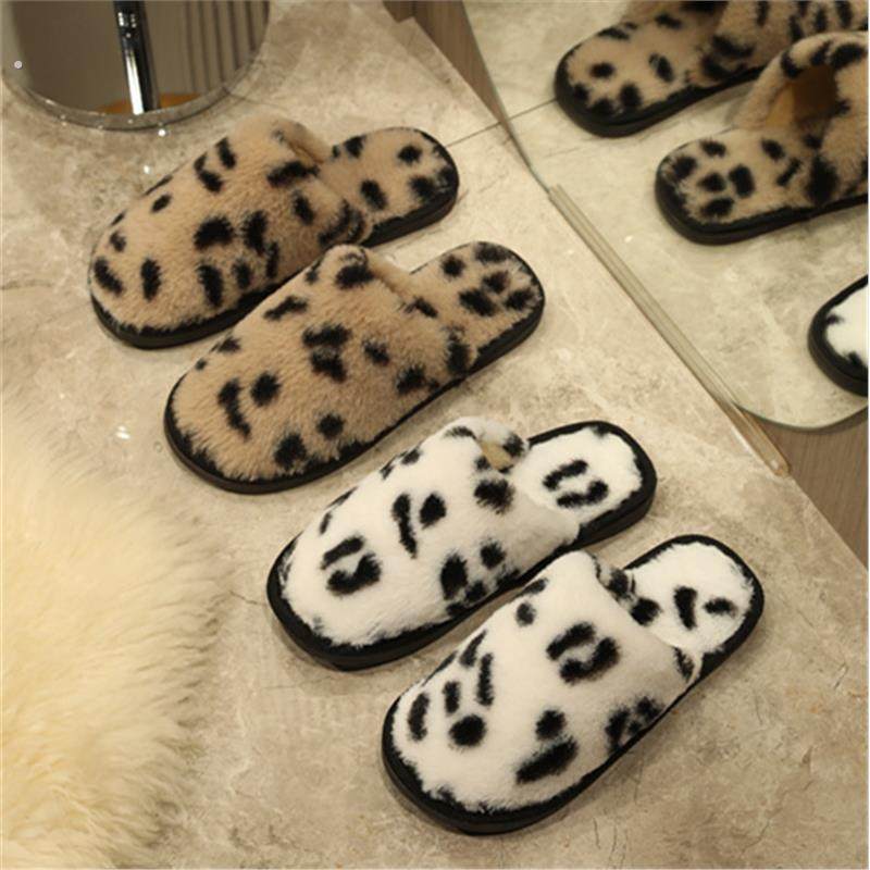 抖音爆款棉拖鞋冬奶牛斑点毛毛拖鞋可爱居家居情侣保暖时尚毛绒