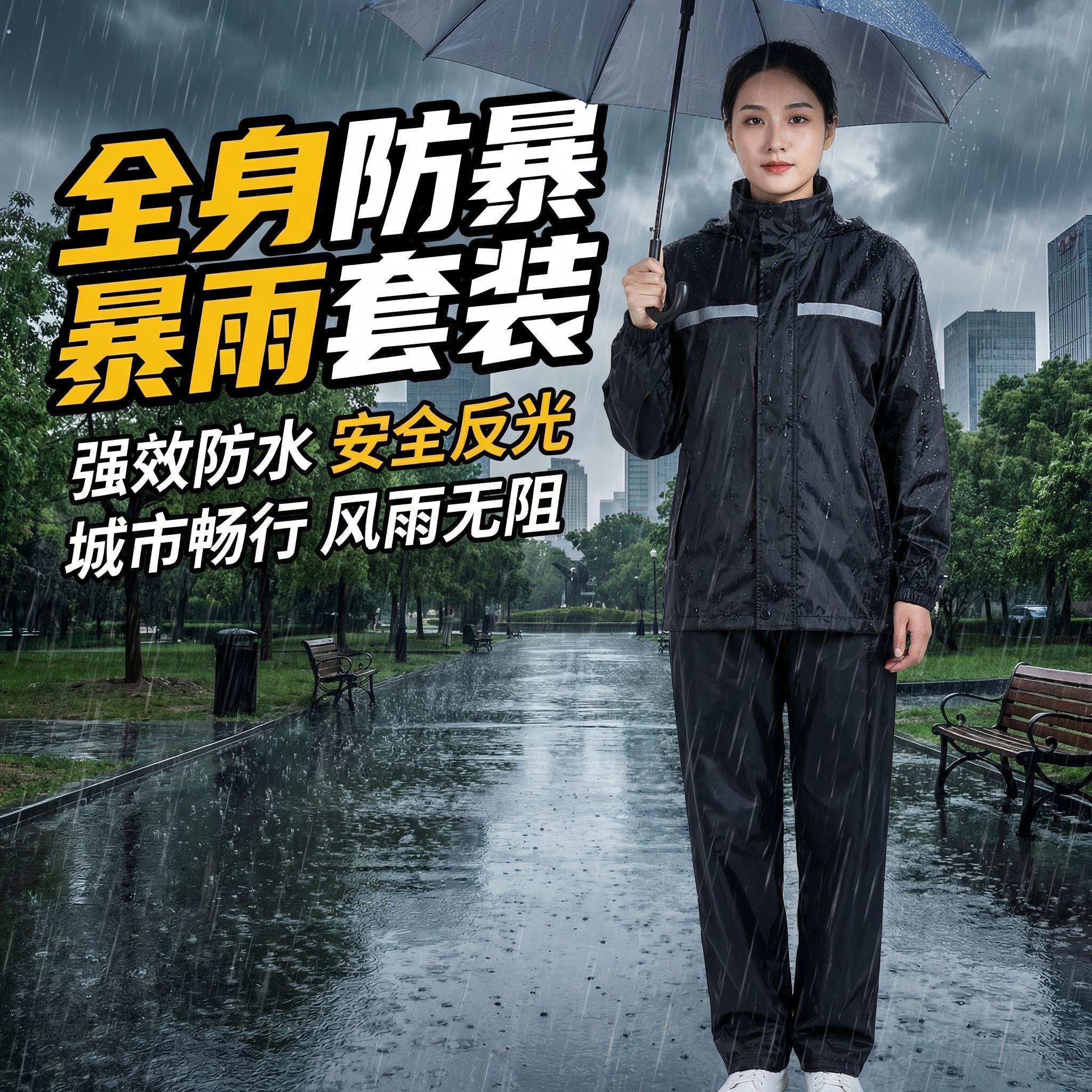 雨衣外送骑手电动脚踏车旅行可携式骑车专用代驾薄款反光防水两件