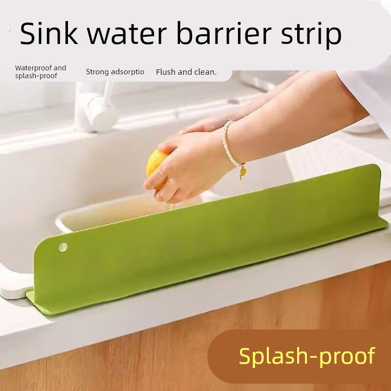 厨房水槽挡水板吸盘式防溅水洗手台洗碗池水池挡水条硅胶挡水板