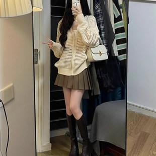 上衣女 镂空设计感连帽外搭薄款 外套韩版 春夏慵懒拉链罩衫 针织开衫