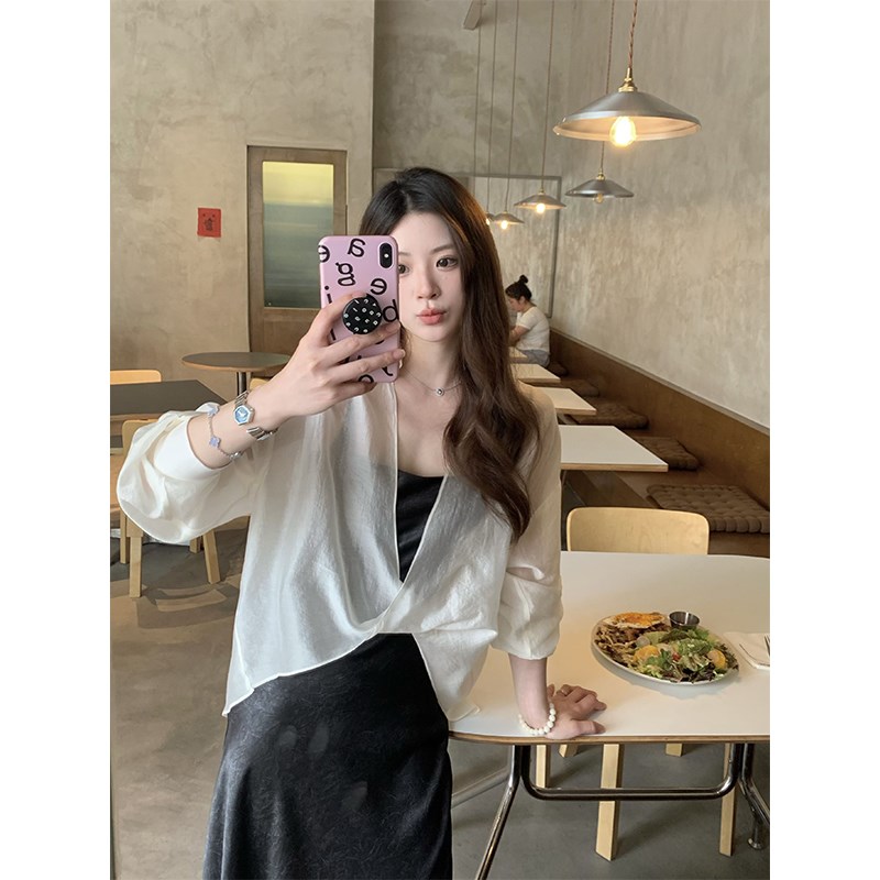 烟雾公子 衬衫女夏款长袖高级休闲宽松气质小众天丝薄款防晒上衣
