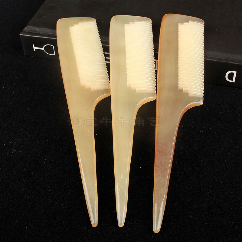 牦牛角梳家用羊角梳挑分发头梳白水牛角扎辫子理发化妆师专用梳子