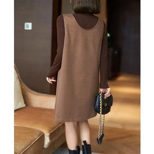 修身 女装 洋气显瘦两件套裙子 2024新款 高档加厚毛呢连衣裙秋冬季