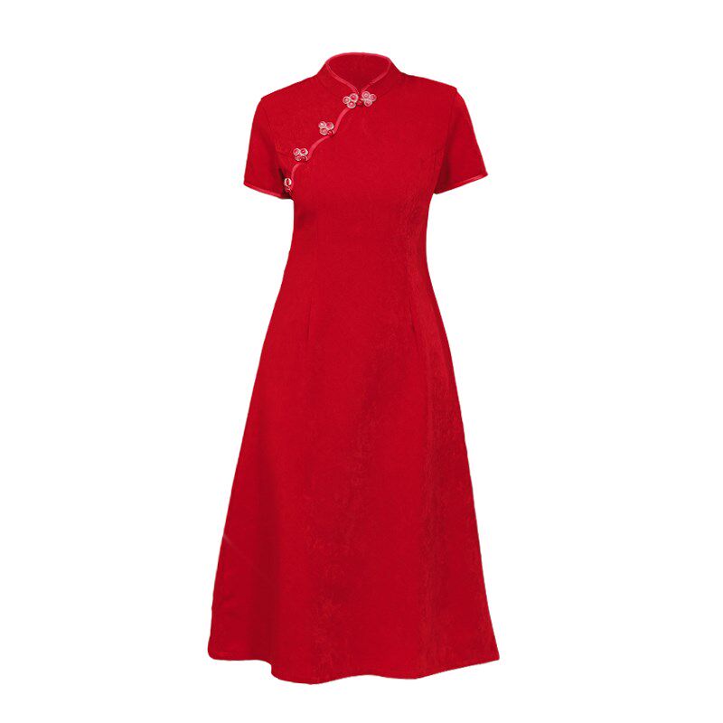 改良旗袍敬酒服新娘结婚订婚礼服裙女小个子回门平时可穿连衣裙夏