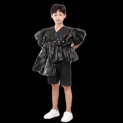 环保服装儿童时装秀diy塑料袋创意衣服男孩幼儿亲子走秀手工服
