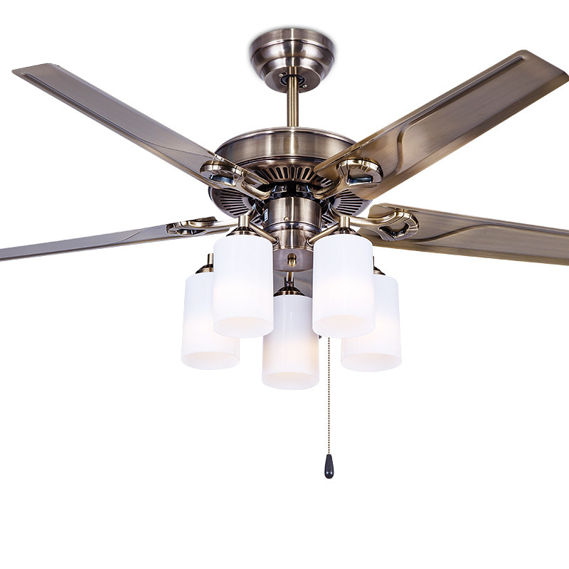 欧式复古铁叶吊扇灯 餐厅客厅卧室风扇吊灯电风扇灯家用带灯吊扇