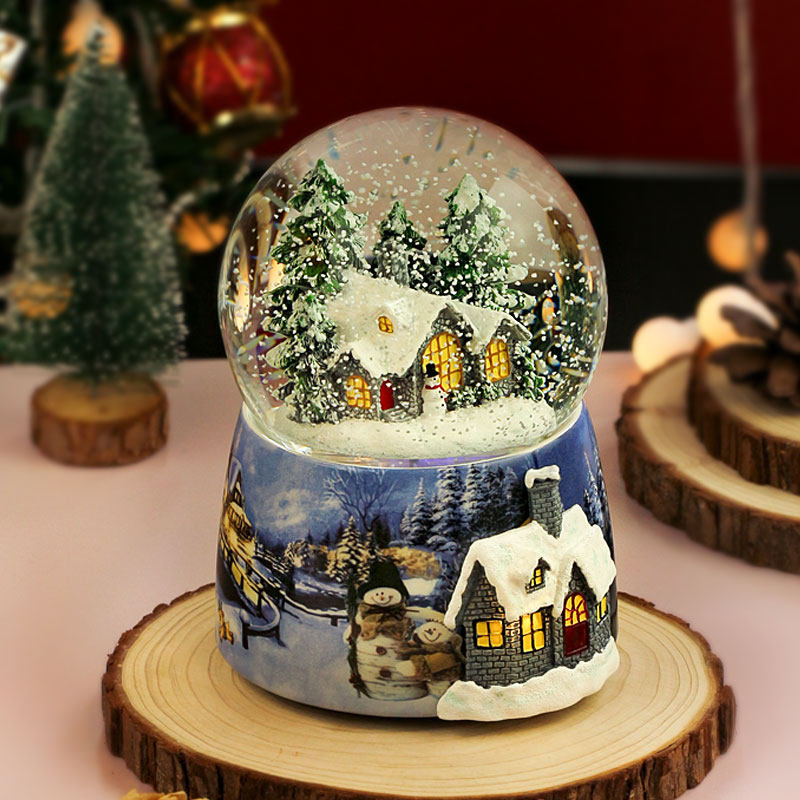 会下雪的水晶球女孩机械发条八音盒音乐盒女童生日礼物飘雪可旋转