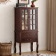 美式 实木斗柜餐边柜简约客厅玻璃酒柜展示柜书柜靠墙落地电视边柜